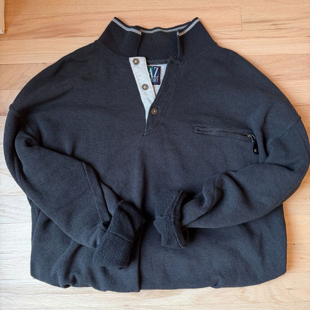 Vintage 90s Grandpacore AZ Sport Black Pullover - L